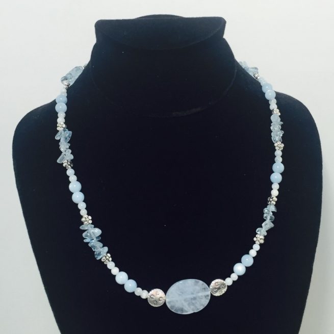 Aquamarine and Silver Plate Necklace