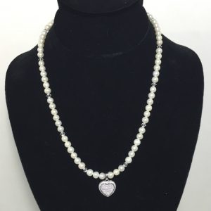 Pearl and Diamante Sterling Silver necklace