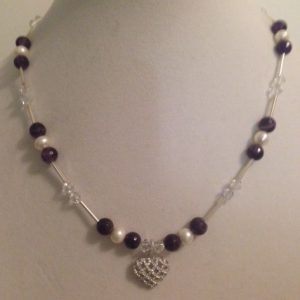 Amethyst, Pearl and Crystal Necklace