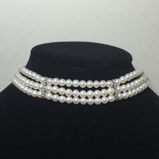 Pearl, Crystal and Silver Necklace