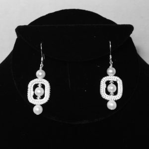 Pearl, Crystal and Silver Earrings