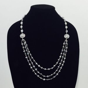 Pearls, Crystals and Silver Necklace