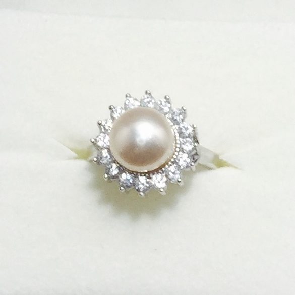 Pearl, CZ, Crystal and Sterling Silver Earrings