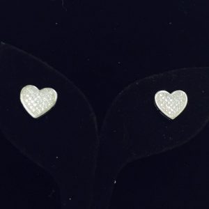 Sterling Silver and Swarovski Crystal Pave Heart Earrings