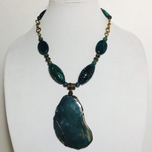 Agate, Jasper and Brass Necklace