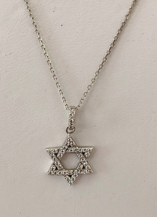 Only Yours Jewelry - Star of David Sterling Silver Diamante Necklace